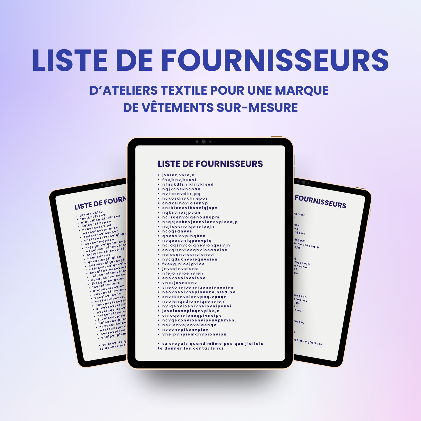 Liste de fournisseurs ateliers textile