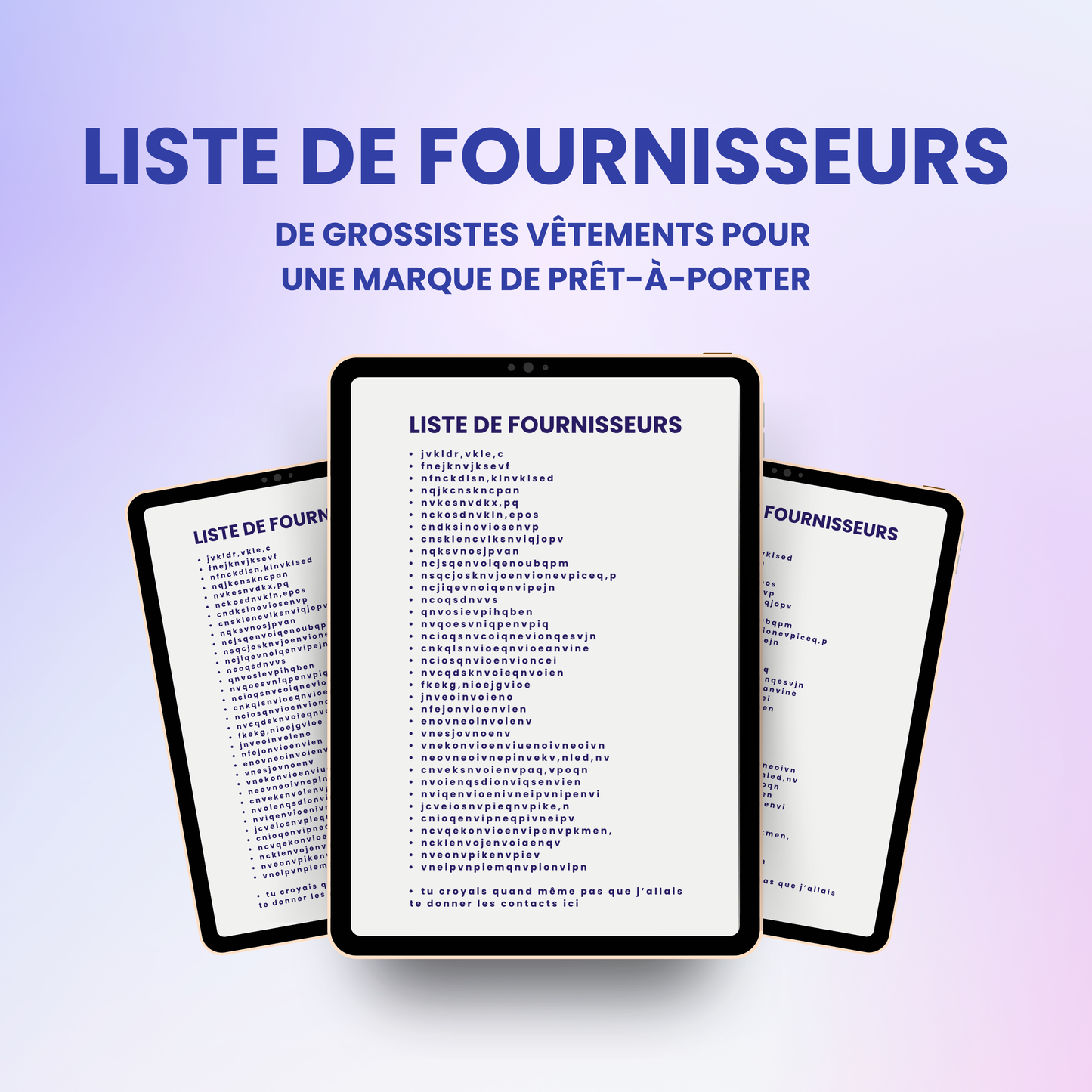 Liste de fournisseurs prêt-à-porter