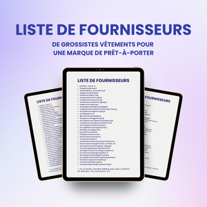 Liste de fournisseurs prêt-à-porter