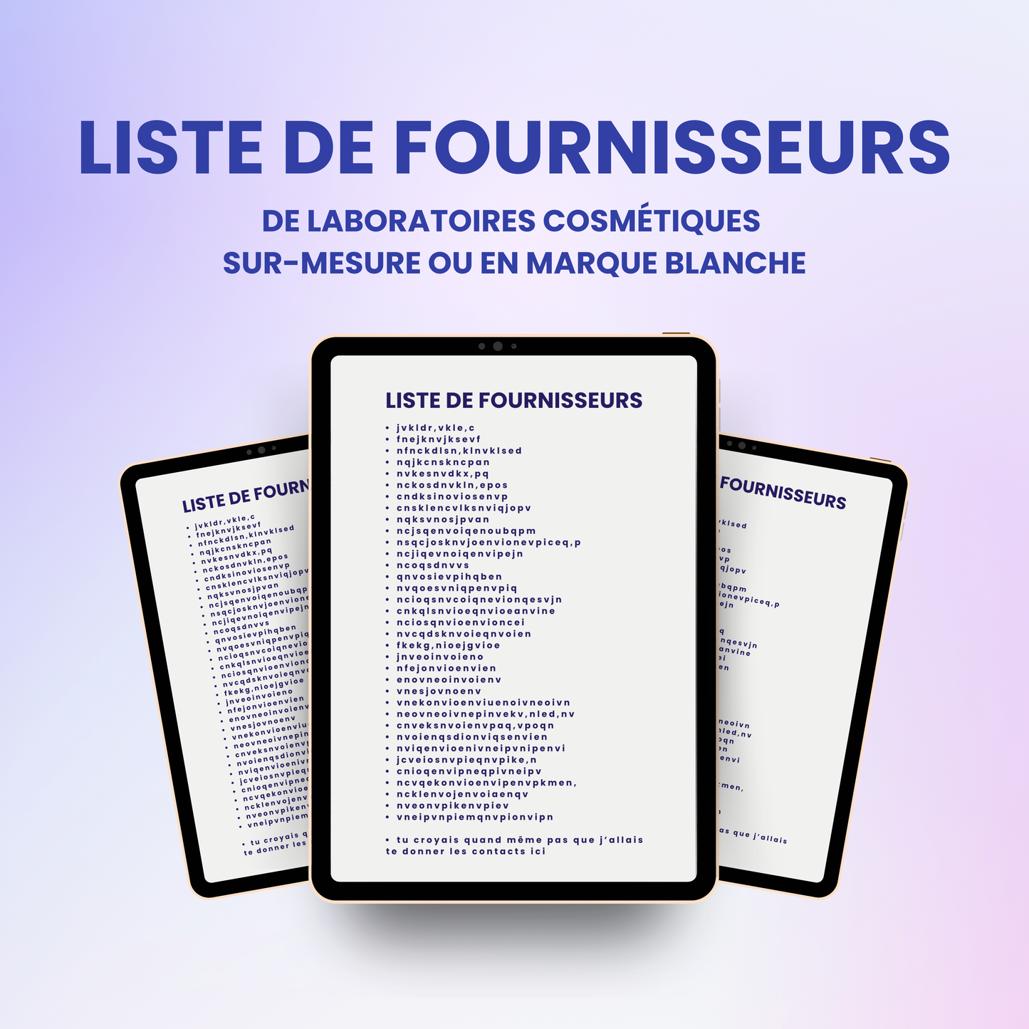Liste de fournisseurs cosmétiques
